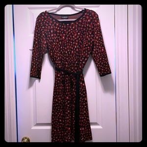 Red flower printed dress